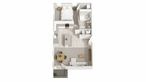 Floor plan for 1 bed, 1 bath, 695 sqft